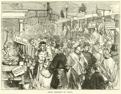 Mercado de carne en París, octubre de 1870 de English School
