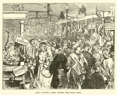 Mercado de carne, París, durante el asedio, 1870 de English School
