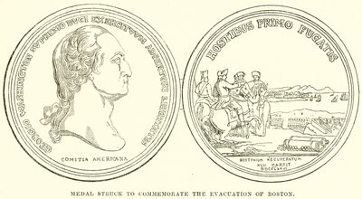 Medalla acuñada para conmemorar la evacuación de Boston de English School