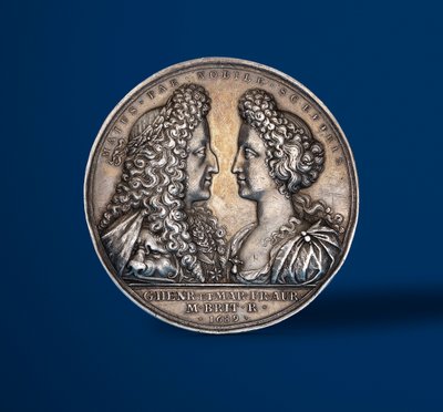 Medalla conmemorativa de la coronación de William y Mary, 1689 (anverso) de English School