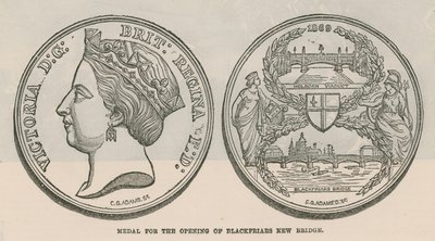 Medalla para la apertura del nuevo puente de Blackfriars, Londres de English School