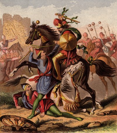 Medos y persas en batalla (chromolitho) de English School