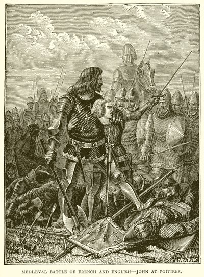 Batalla medieval de franceses e ingleses: Juan en Poitiers de English School