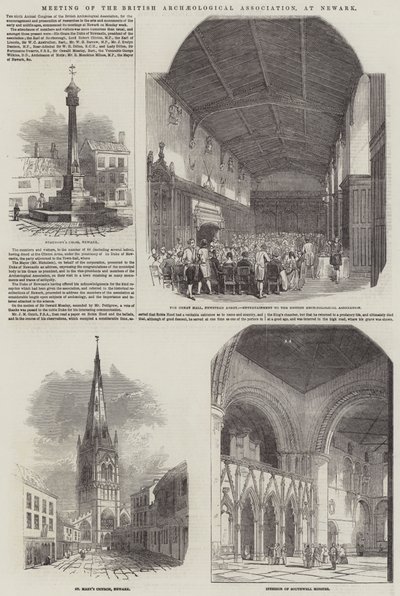 Reunión de la Asociación Arqueológica Británica en Newark (grabado) de English School