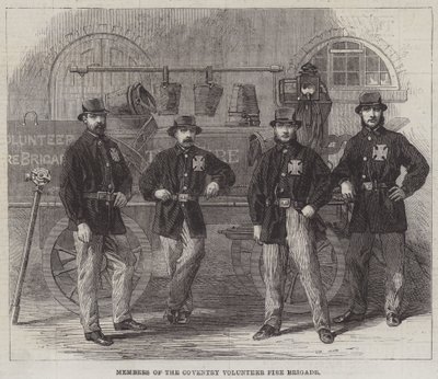Miembros del Cuerpo de Bomberos Voluntarios de Coventry (grabado) de English School