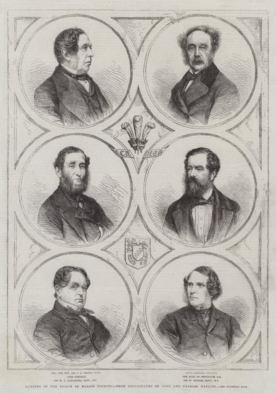 Miembros del consejo del Príncipe de Gales (grabado) de English School