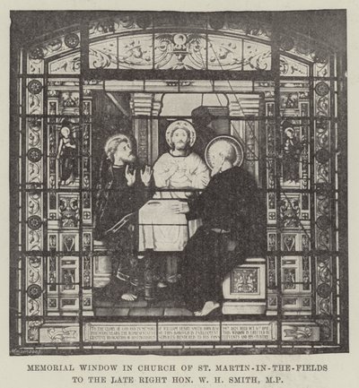 Ventana Conmemorativa en la Iglesia de St Martin-in-the-Fields al difunto Honorable W H Smith, MP de English School