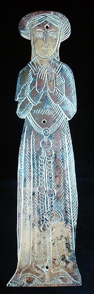 Lámina conmemorativa en forma de dama de clase media, c.1520 de English School