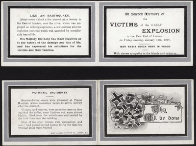 Tarjeta conmemorativa en sagrada memoria de las víctimas de la Gran Explosión de English School