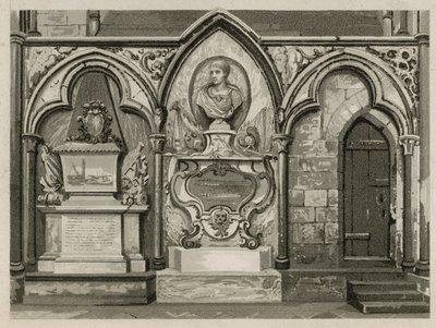 Memoriales y estatuas en la Abadía de Westminster, Londres de English School