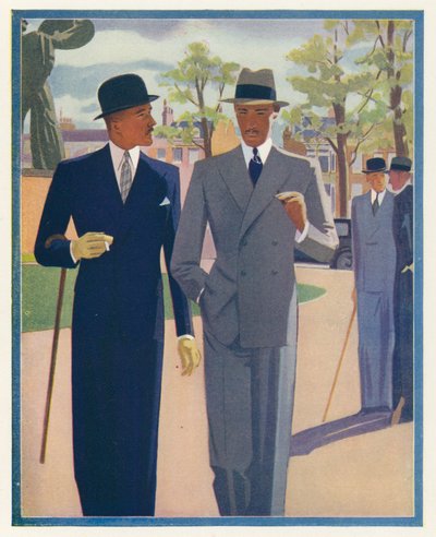 Vestuario masculino: Trajes de salón (litografía en color) de English School