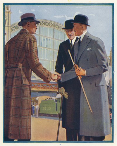Ropa de caballero: Abrigos y Ulsters (litografía en color) de English School