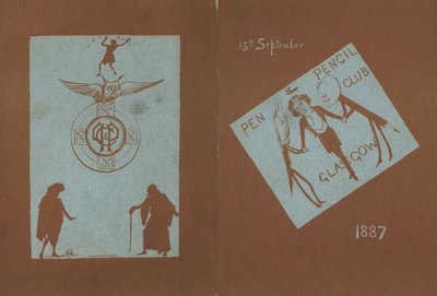 Menú para un banquete en honor a Henry Irving, Pen and Pencil Club, Glasgow, 15 de septiembre de 1887 de English School