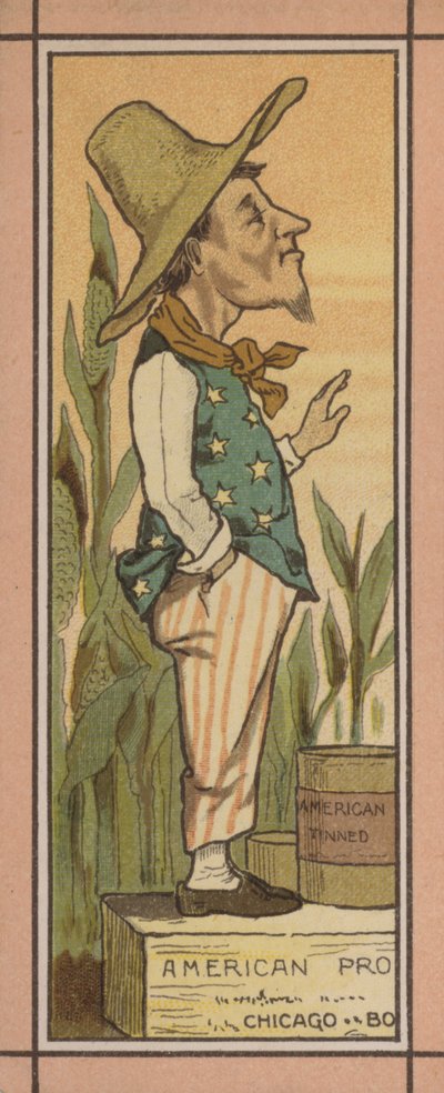 Ilustración del menú: Conservas americanas (litografía en color) de English School