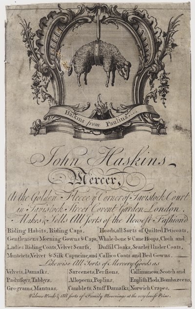 Mercero, John Haskins, tarjeta comercial de English School