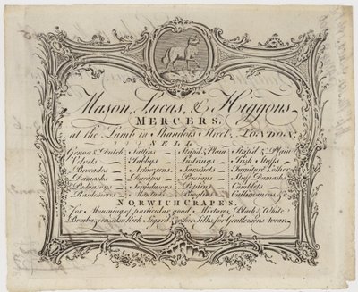 Mercero, Mason Lucas y Higgons, tarjeta comercial de English School