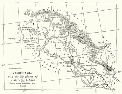 Mesopotamia con los reinos de Nínive y Babilonia (grabado) de English School