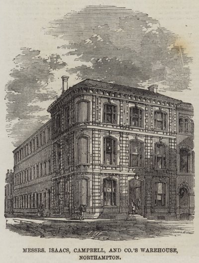 Almacén de Messers Isaacs, Campbell y Compañía, Northampton (grabado) de English School