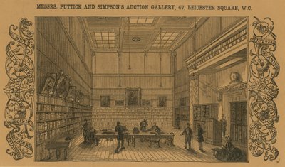 Sala de subastas de Messrs Puttick y Simpson, Leicester Square de English School