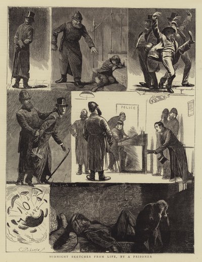 Bocetos de medianoche de la vida, por un prisionero (grabado) de English School
