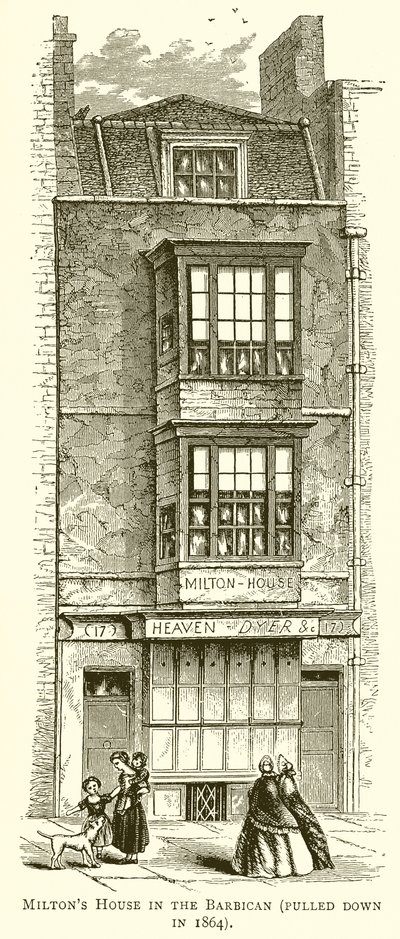 La casa de Milton en el Barbican (derribada en 1864) de English School