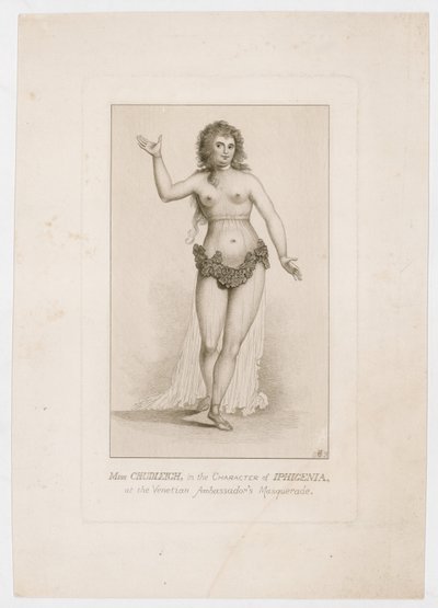 Miss Chudleigh, en el personaje de Ifigenia, en el Baile de Máscaras del Embajador Veneciano de English School