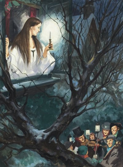Miss Fancy, de "Bajo el árbol de Greenwood", de Thomas Hardy (1840-1928) (gouache sobre papel) de English School