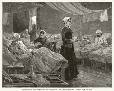 La señorita Florence Nightingale en el hospital de Scutari durante la guerra de Crimea (1855-6) de English School
