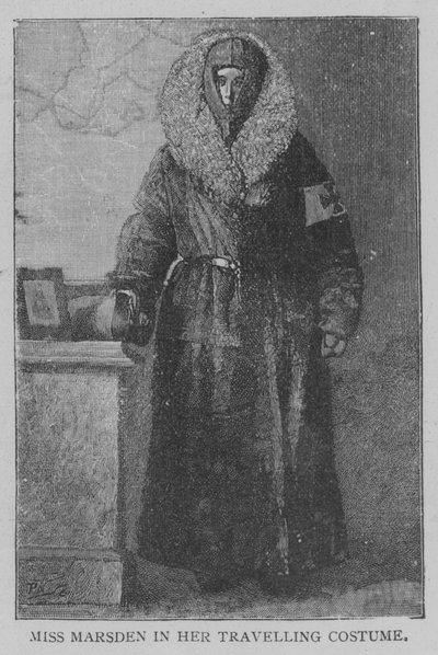 Señorita Marsden en su traje de viaje de English School