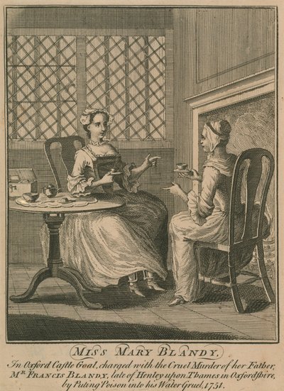 La Srta. Mary Blandy, acusada del cruel asesinato de su padre, el Sr. Francis Blandy (grabado) de English School