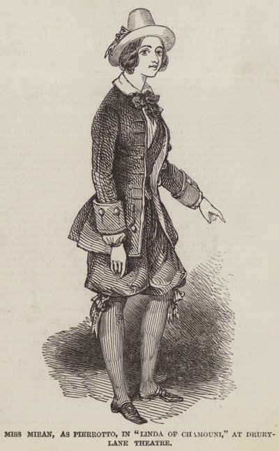 Miss Miran, como Pierrotto, en "Linda de Chamouni," en el Teatro Drury-Lane de English School