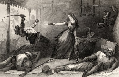 La señorita Wheeler defendiéndose de los cipayos en Cawnpore en 1857, de 