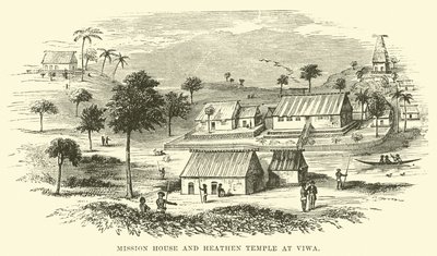Casa misionera y templo pagano en Viwa de English School