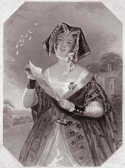 Señora Ford (Las alegres comadres de Windsor) - de la Galería de mujeres de Shakespeare, colección de cuarenta y cinco retratos serios por artistas tempranos de Londres, enriquecidos con registros críticos y literarios, circa 1838 de English School