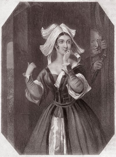 Señora Page (Las Alegres Comadres de Windsor) - en - “Galería de Mujeres de Shakespeare, colección de cuarenta y cinco retratos serios por artistas londinenses tempranos, enriquecidos con registros críticos y literarios” circa 1838 de English School