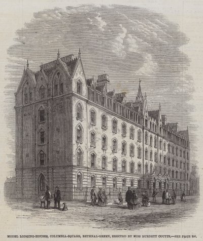 Casas de alojamiento modelo, Columbia-Square, Bethnal-Green, erigidas por la Srta. Burdett Coutts de English School