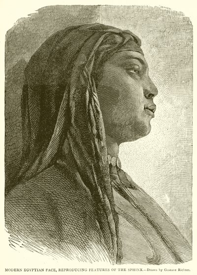 Rostro egipcio moderno, reproduciendo rasgos de la Esfinge de English School