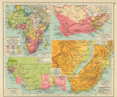 La europeización moderna de África Posesiones europeas y esferas de influencia al estallar la Gran Guerra (litografía en color) de English School