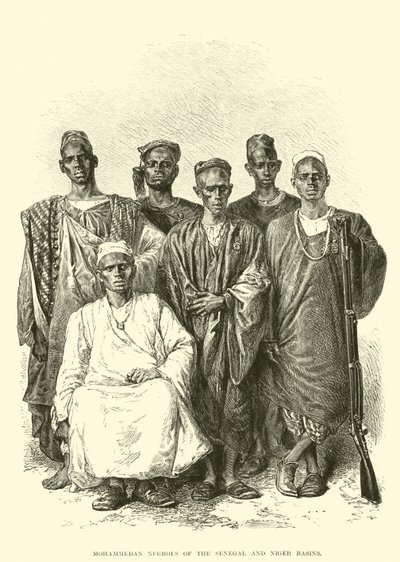 Negros musulmanes de las cuencas del Senegal y Níger (grabado) de English School