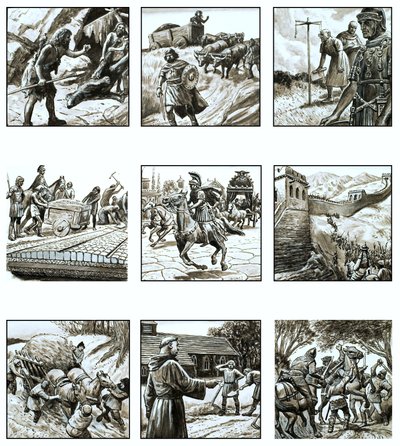 Montaje de imágenes sobre la historia de las carreteras de English School