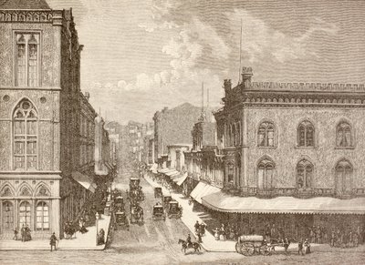 Montgomery Street, San Francisco en la década de 1880 (litografía) de English School