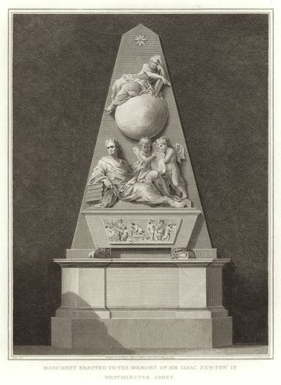 Monumento erigido en memoria de Sir Isaac Newton en la Abadía de Westminster de English School