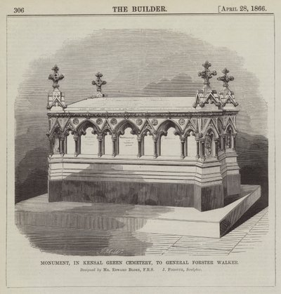Monumento en el Cementerio Kensal Green, al General Forster Walker (grabado) de English School