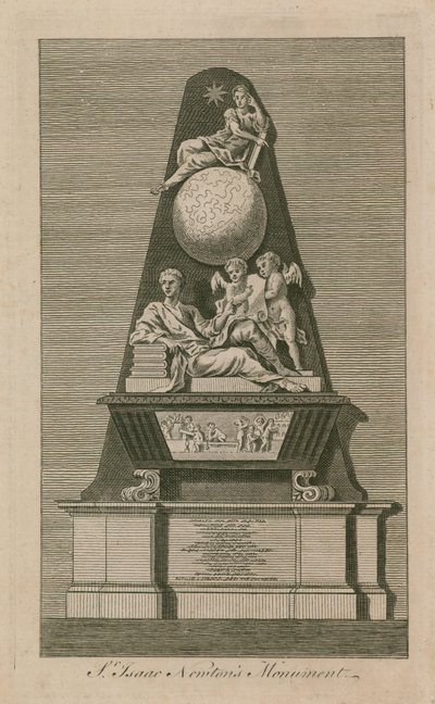 Monumento de Sir Isaac Newton en la Abadía de Westminster de English School