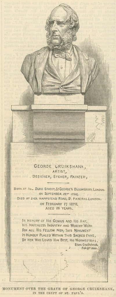 Monumento sobre la tumba del artista George Cruikshank de English School