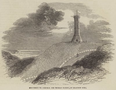 Monumento al almirante Sir Thomas Hardy, en Blagdon Hill (grabado) de English School