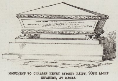 Monumento a Charles Henry Sydney Raitt, 90º Infantería Ligera, en Malta de English School