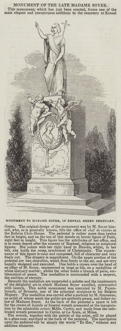 Monumento a Madame Soyer, en el Cementerio de Kensal Green de English School