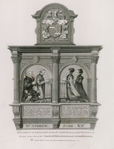 Monumento a Sir Andrew Judd, Sheriff y Alcalde, en St Helens Bishopsgate, Londres de English School