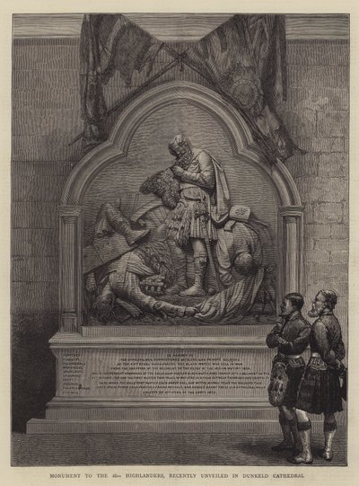 Monumento a los Highlanders 42º, recientemente inaugurado en la Catedral de Dunkeld (grabado) de English School
